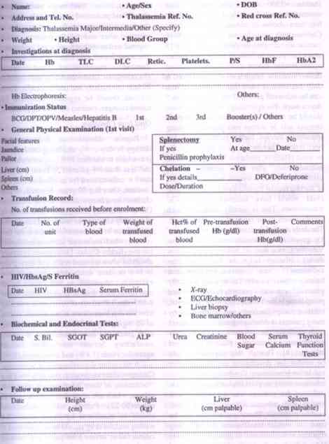 Thalassemia Major Diet Chart